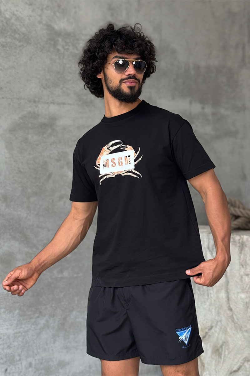 Designer Clothing Чёрная оверсайз футболка MSGM Crab-print