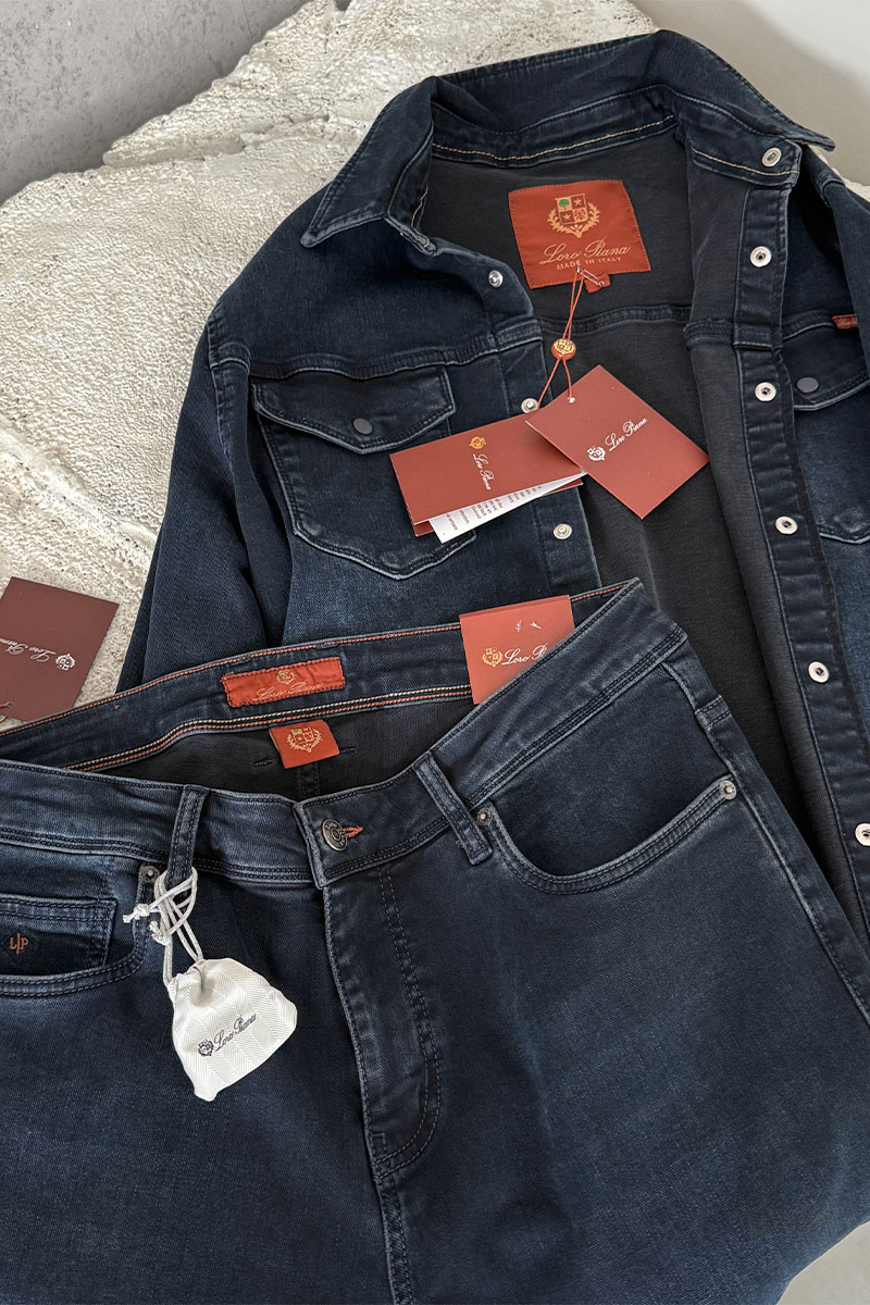 Loro Piana Джинсовая рубашка тёмно-синего цвета