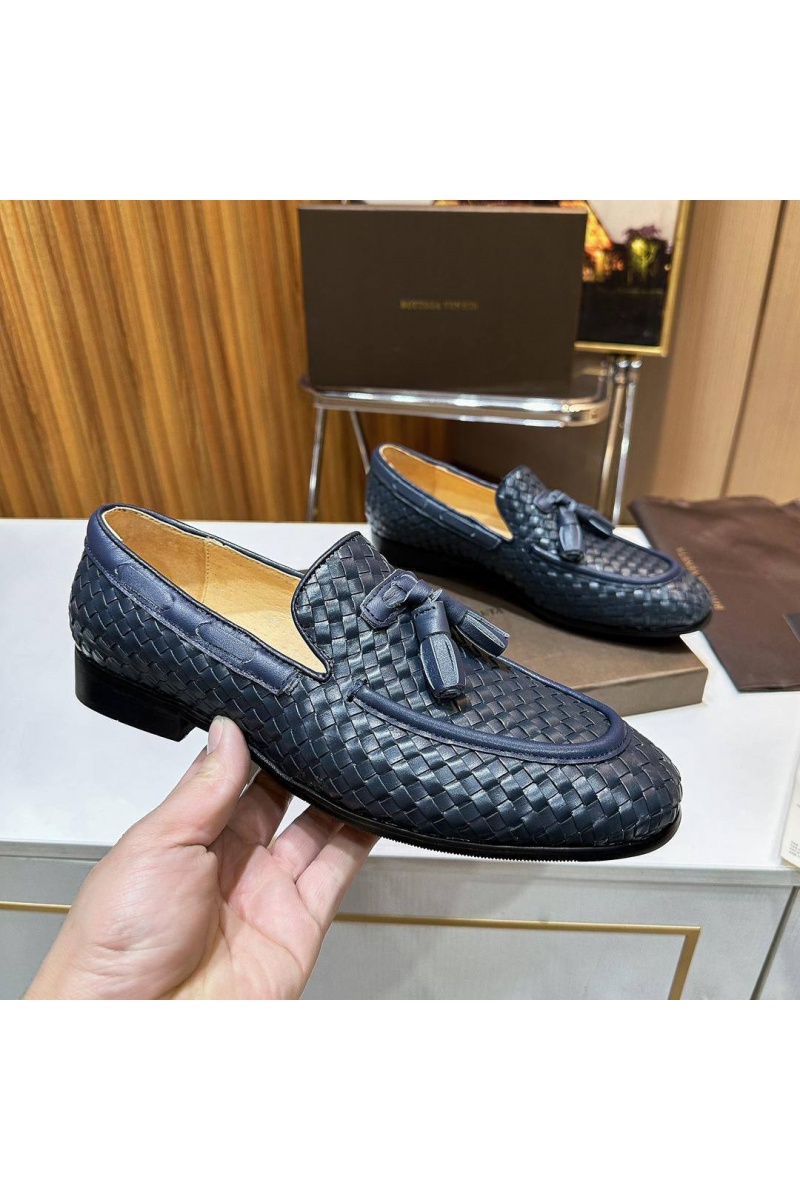 Bottega Veneta Мужские кожаные лоферы Intrecciato - Navy