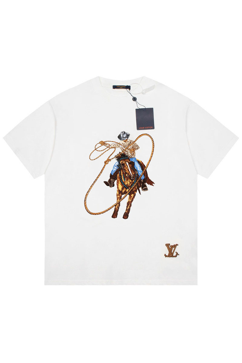 Lоuis Vuittоn Белая оверсайз футболка Premium graphic embroidery