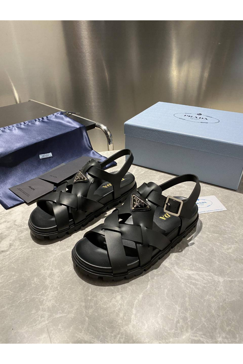 Prada Женские кожаные сандалии Monolith - Black