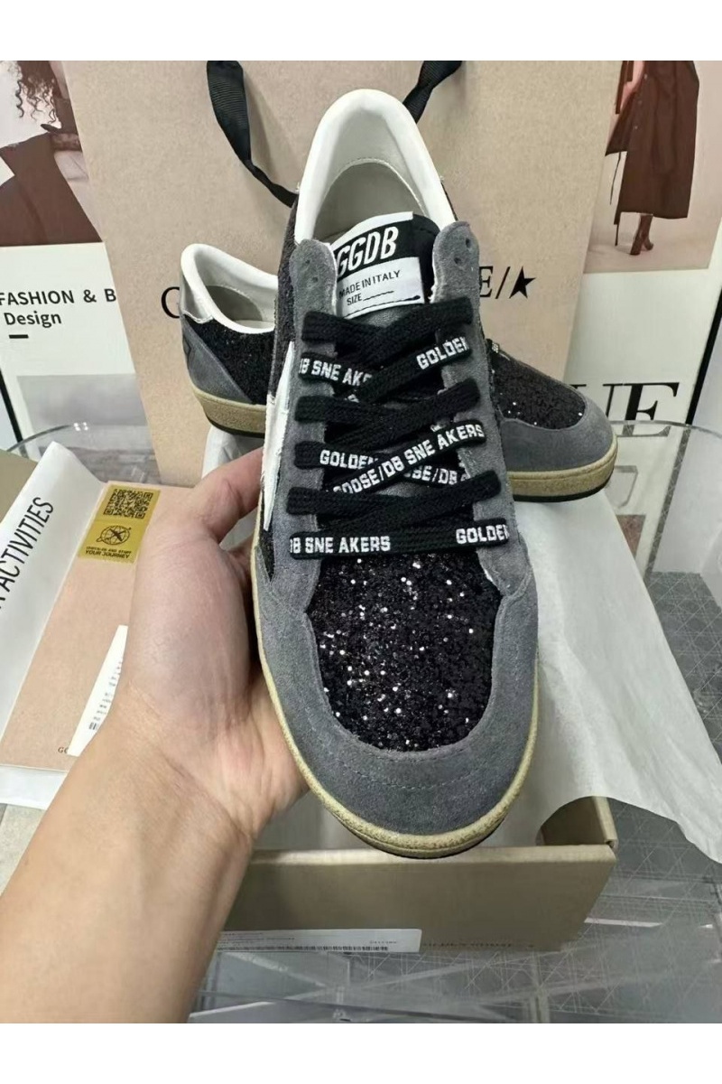 Designer Clothing Женские кожаные кроссовки Golden Goose Ball Star Premium - Black / Grey