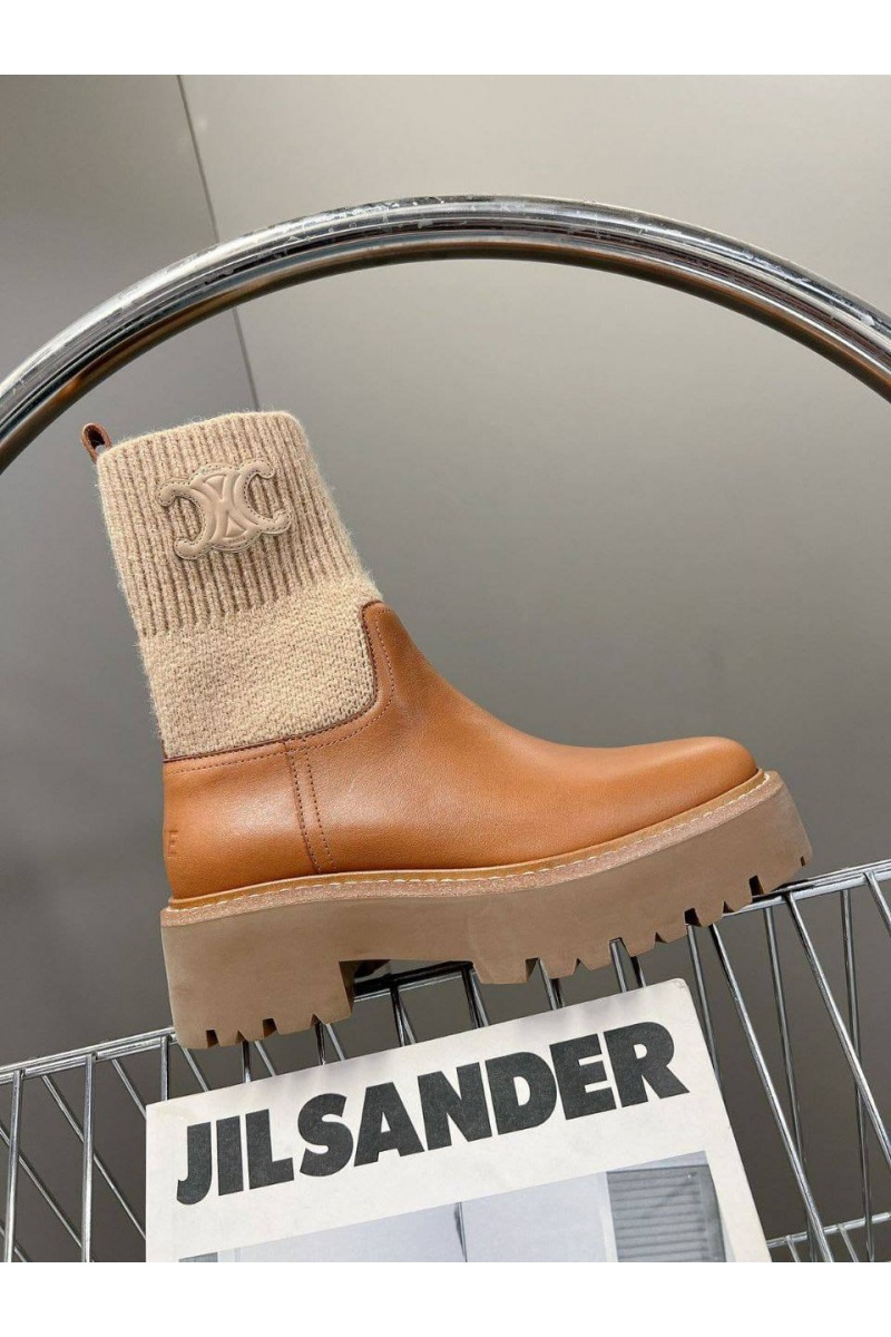 Celine Женские комбинированные сапоги Premium - Brown