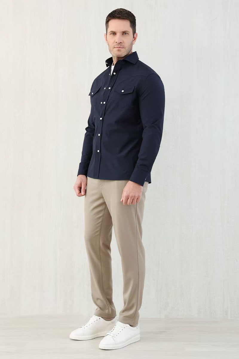 Designer Мужская тёмно-синяя рубашка Premium