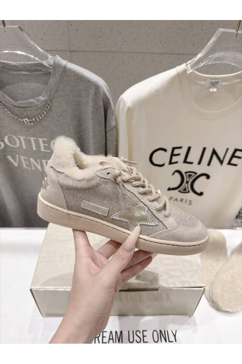 Designer Clothing Женские комбинированные кроссовки с мехом Golden Goose Ball Star premium