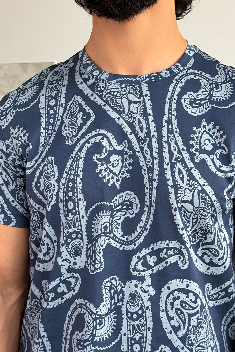 Etro Синяя футболка с узором пейсли Premium