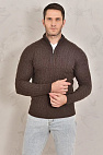 Кашемировый свитер Premium zip-neck - Brown 
