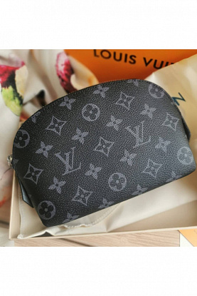 Кожаная косметичка Pouch PM Monogram Canvas 19x12 см - Black