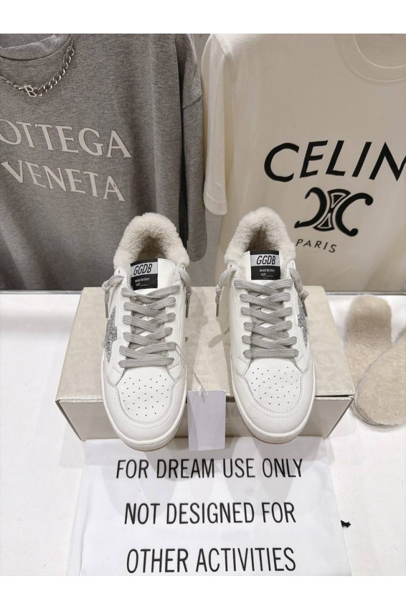 Designer Clothing Женские кожаные кроссовки с мехом Golden Goose Ball Star premium