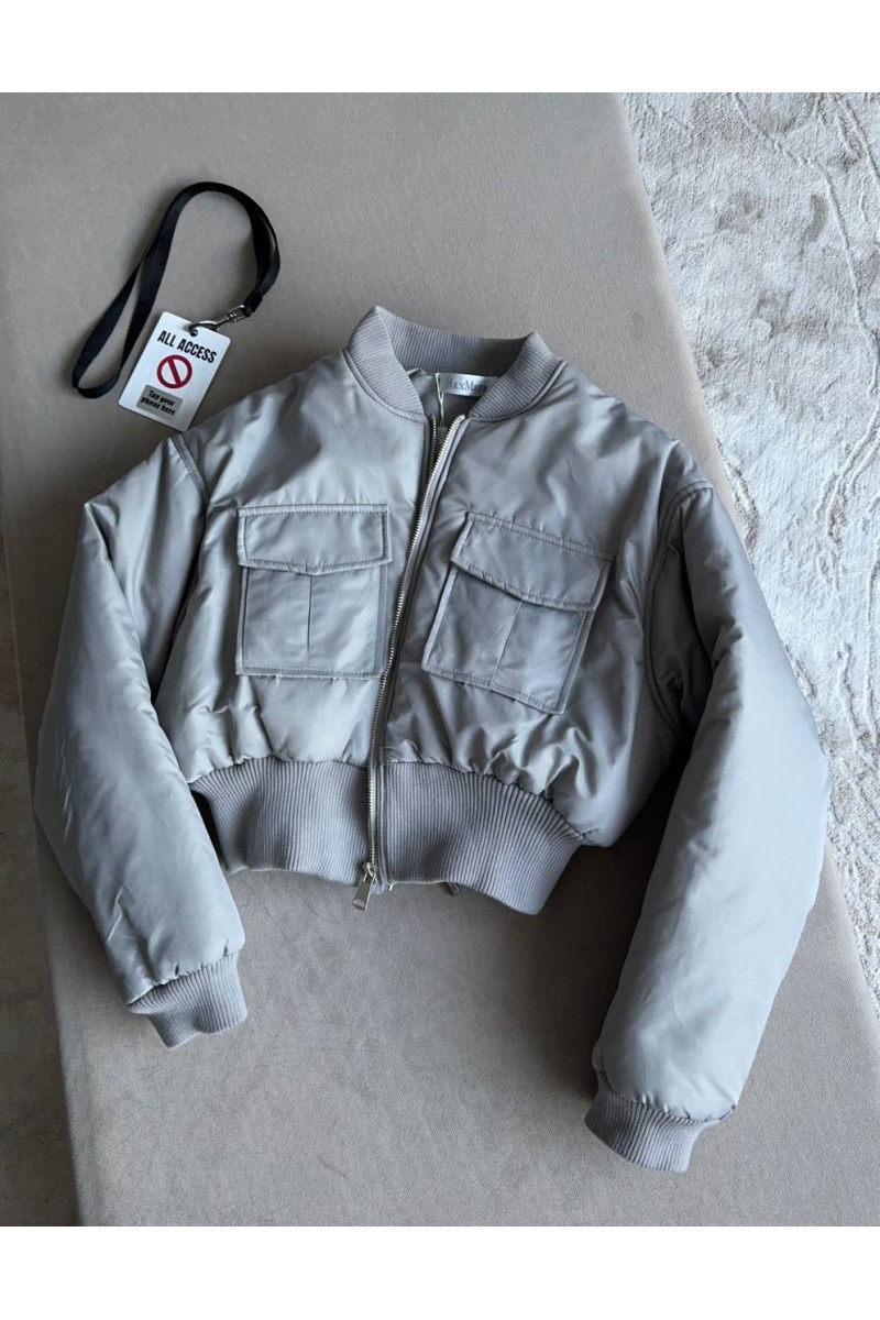 Max Mara Женский бомбер Max Mara серого цвета