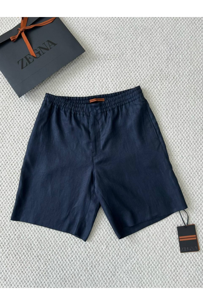 Zegna Льняные шорты тёмно-синего цвета premium