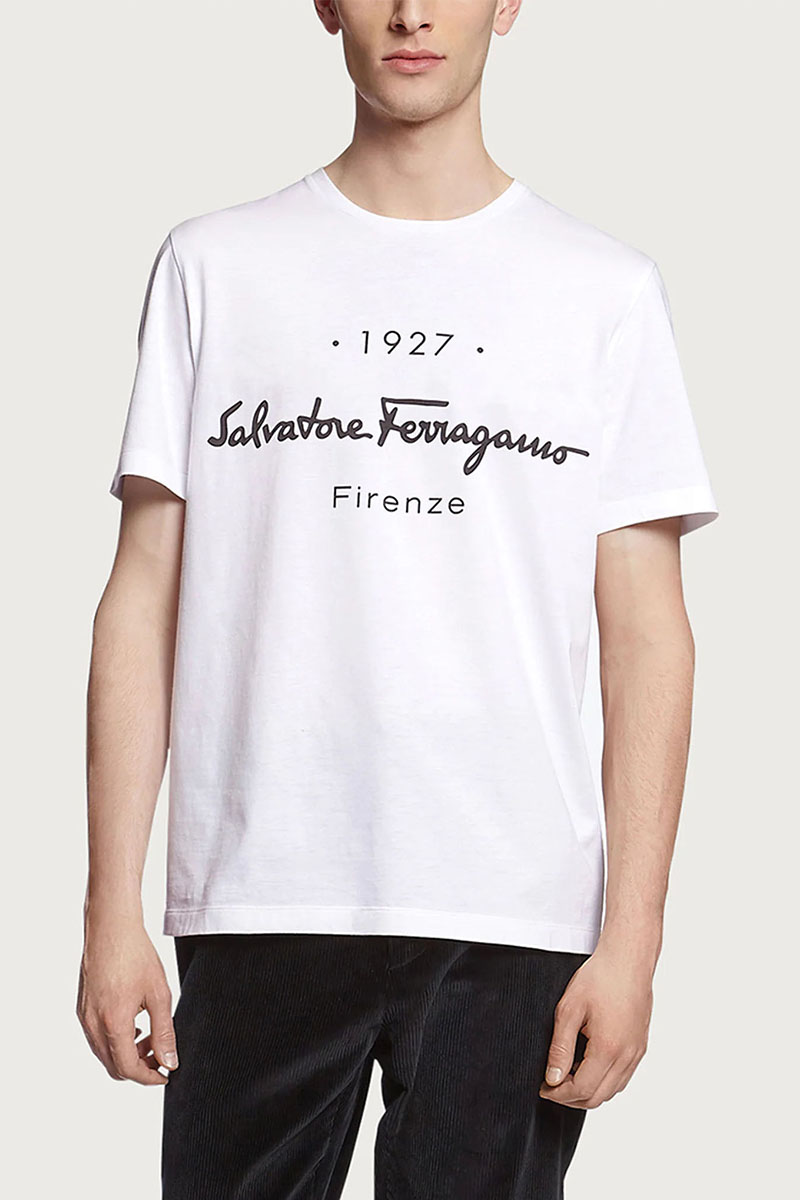 Salvatore Ferragamo Белая футболка 1927 Signature