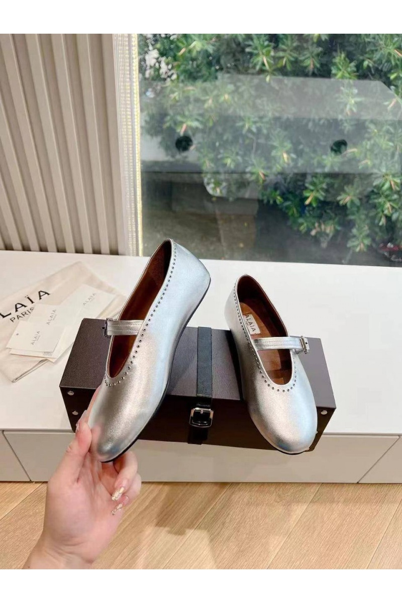 Designer Clothing Женские кожаные балетки Alaia Strass Suede premium