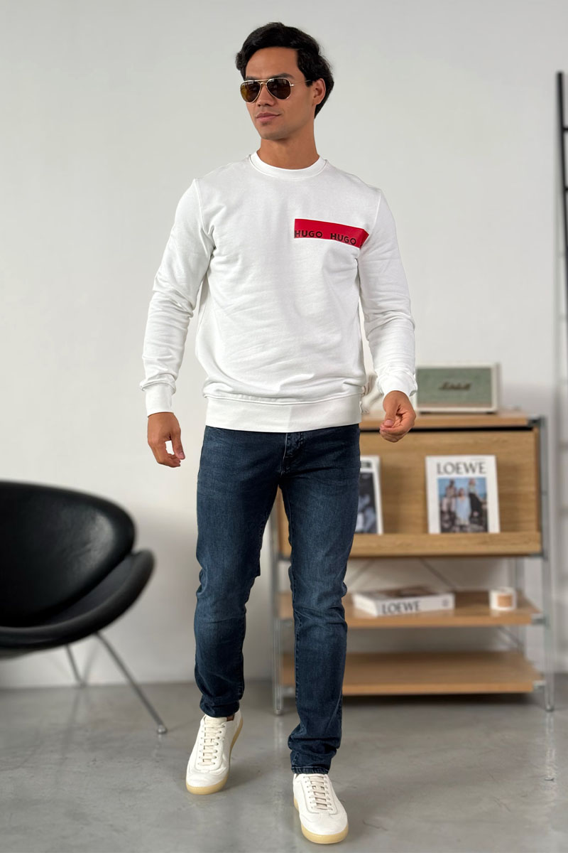 Hugо Воss Белый свитшот Dranach chest-tape