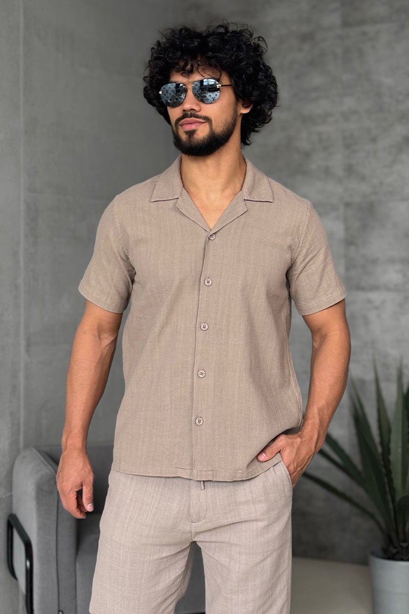 Loro Piana Мужская рубашка бежевого цвета 