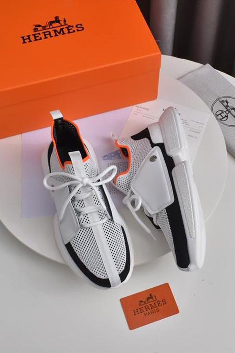 Hermes Мужские текстильные кроссовки Expert - White