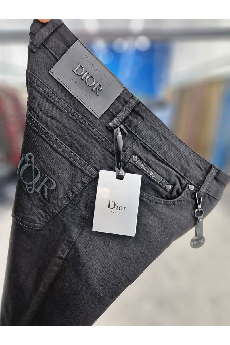 Dior Мужские чёрные джинсы logo-embroidered 