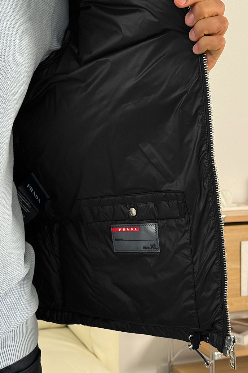 Prada Мужской пуховик logo-plaque - Black 