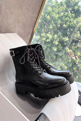 Женские кожаные ботинки Premium - Black