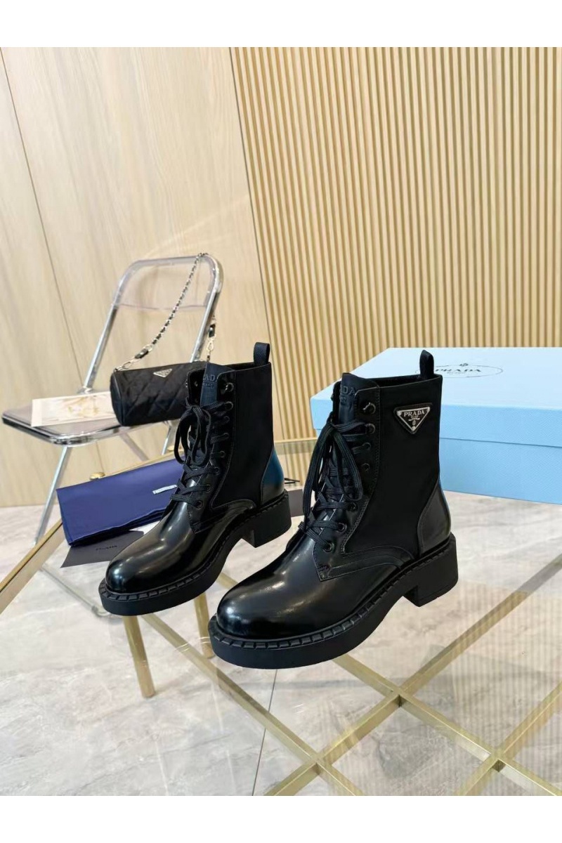 Prada Женские кожаные ботинки premium - Black