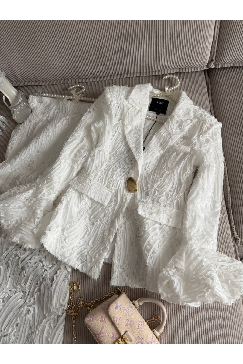 Designer Clothing Женский кружевной костюм белого цвета premium