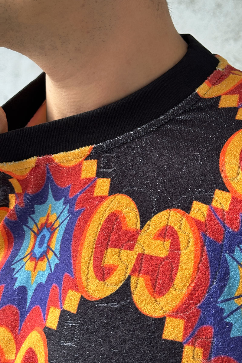 Gucci Брендовая мужская футболка GG logo all-over