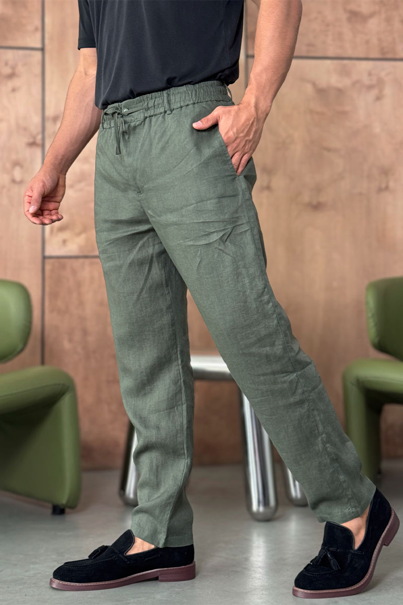 Loro Piana Мужские зелёные брюки 