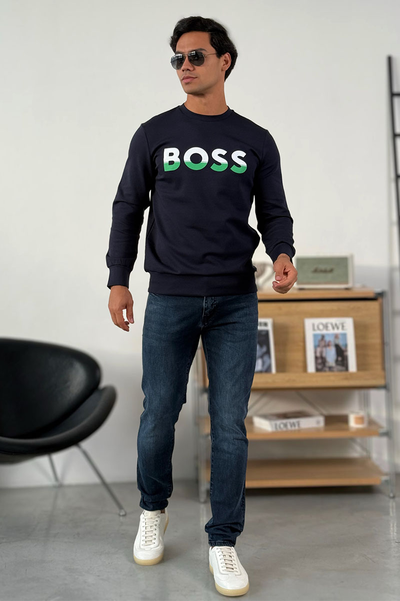 Hugо Воss Тёмно-синий свитшот Salbo 1 Logo-print 