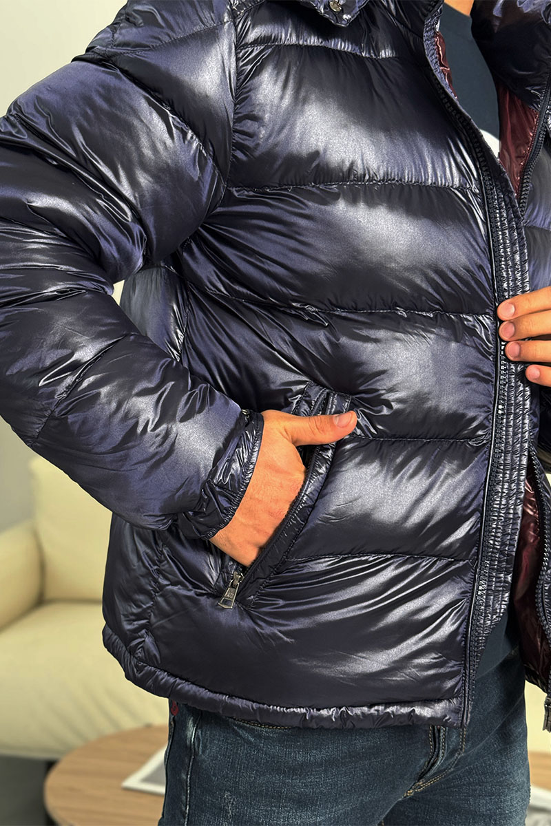 Moncler Тёмно-синий пуховик Maya logo-patch