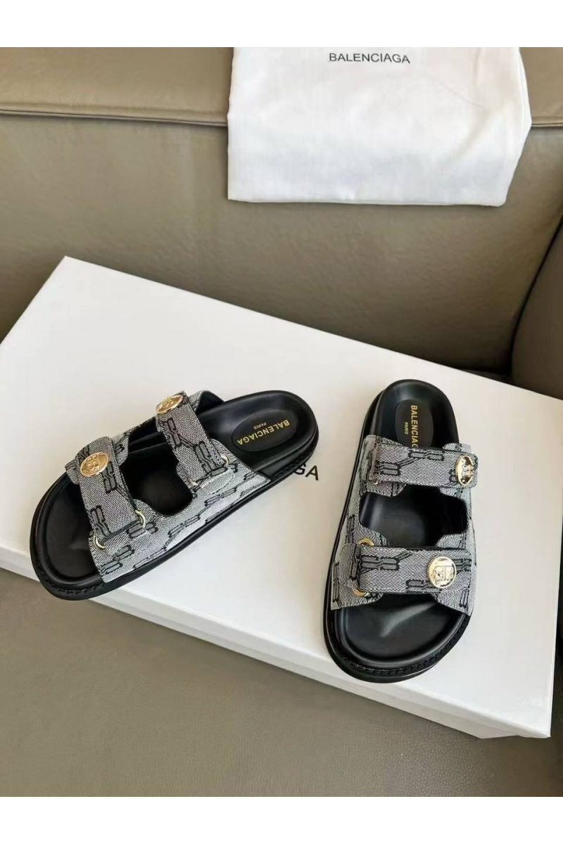 Balenciaga Женские шлёпанцы Jacquard Premium - Grey