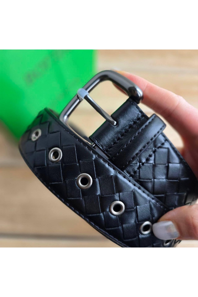 Bottega Veneta Кожаный чёрный ремень 