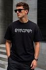 Чёрная оверсайз футболка graffiti-logo