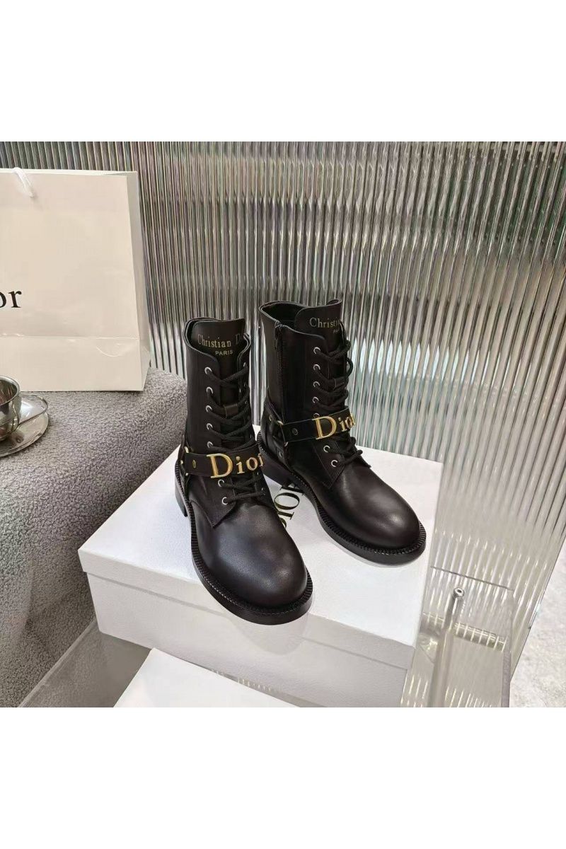 Dior Женские кожаные ботинки на шнуровке 