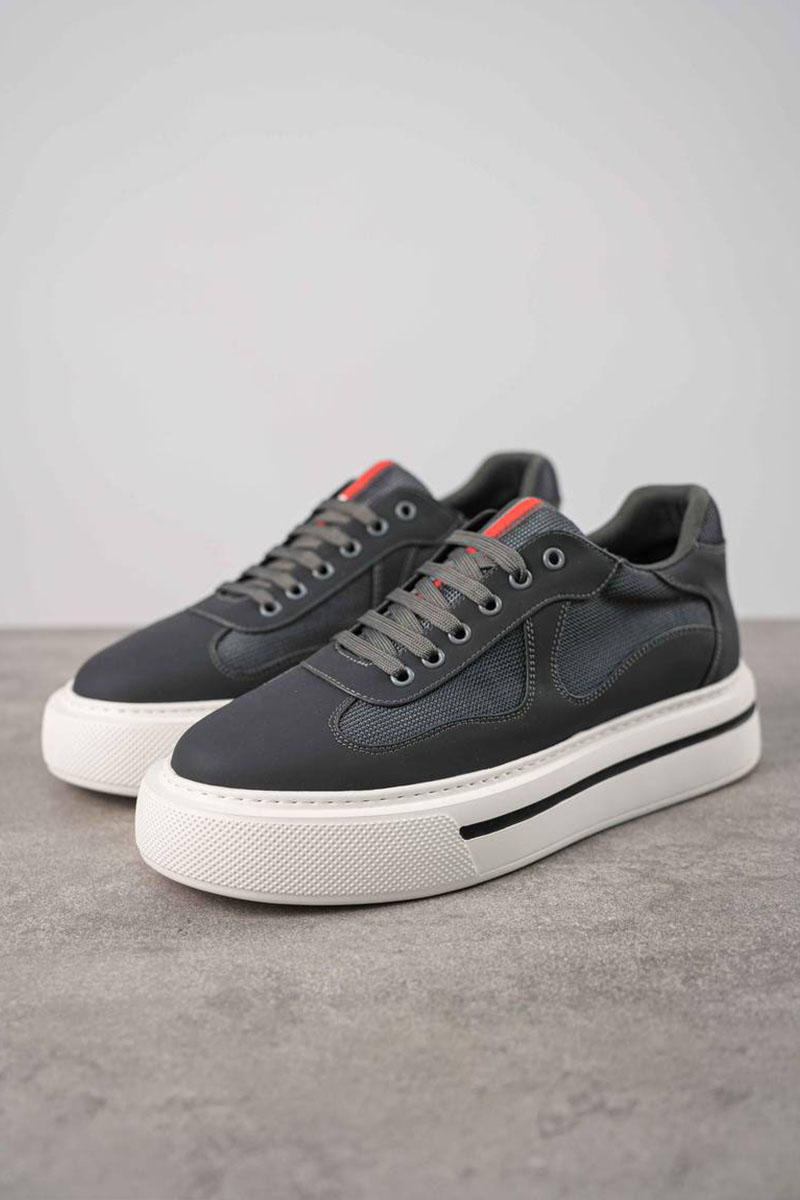 Prada Комбинированные кроссовки logo-stripe - Grey