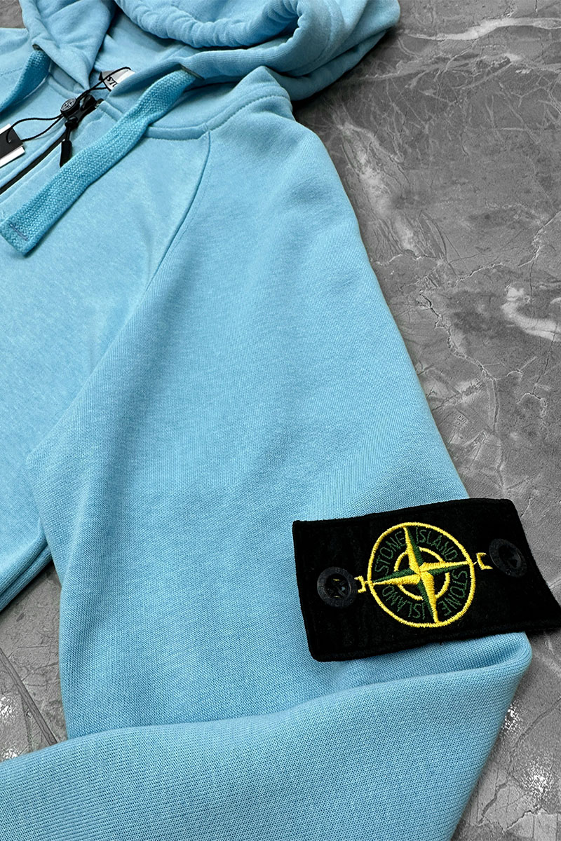 Stone Island Голубая кофта на молнии compass-patch 