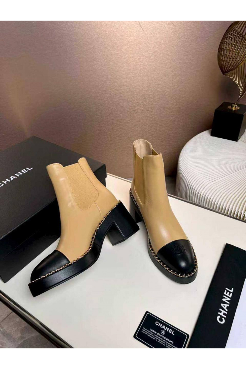 Chаnеl Женские кожаные сапоги premium - Beige