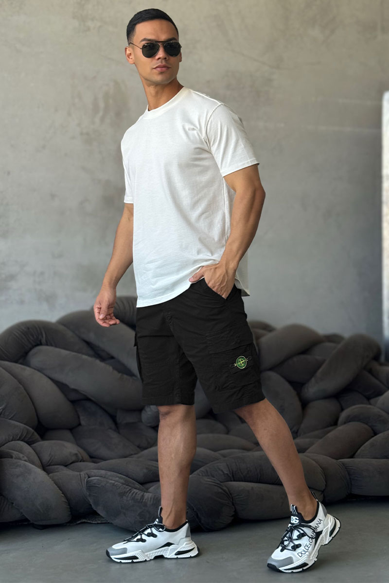 Stone Island Чёрные шорты cargo compass-patch