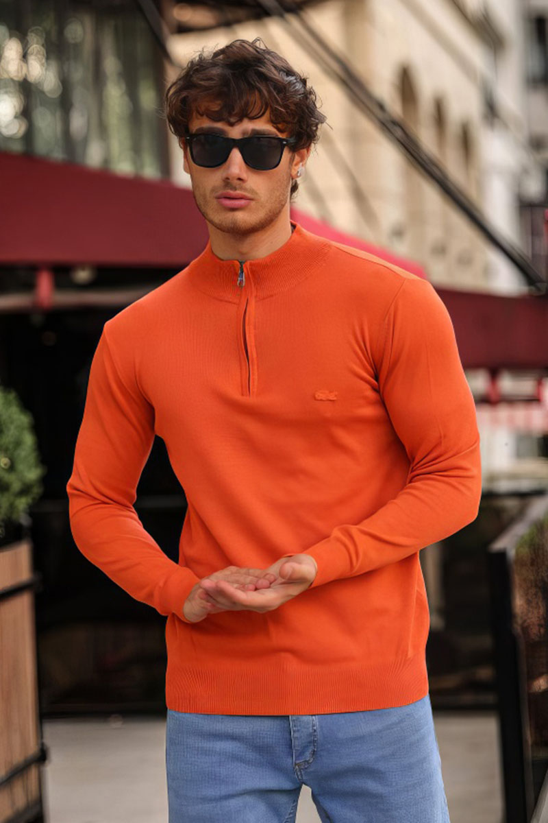 Lacoste Мужской оранжевый джемпер Zip Neck 