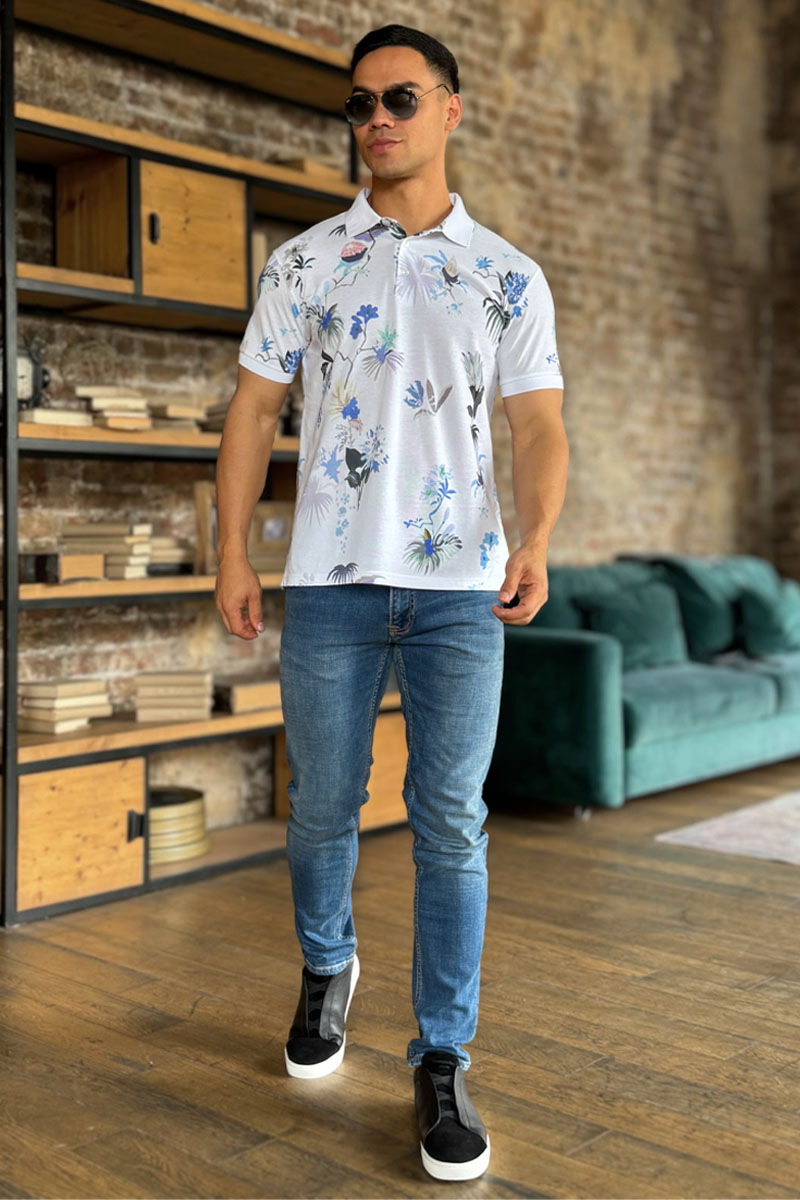 Etro Мужское поло "Floral" - White 