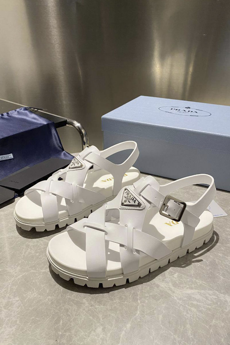 Prada Женские кожаные сандалии Monolith