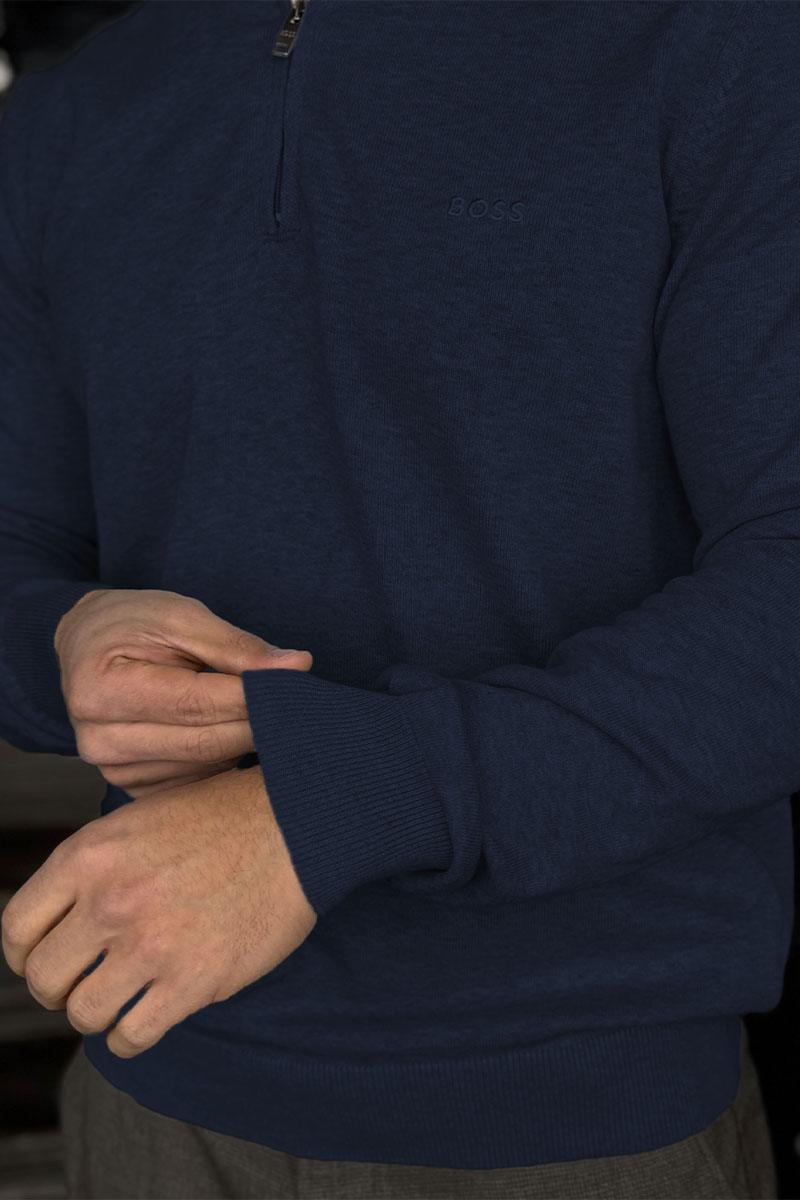 Hugо Воss Мужской джемпер quarter zip - Navy 