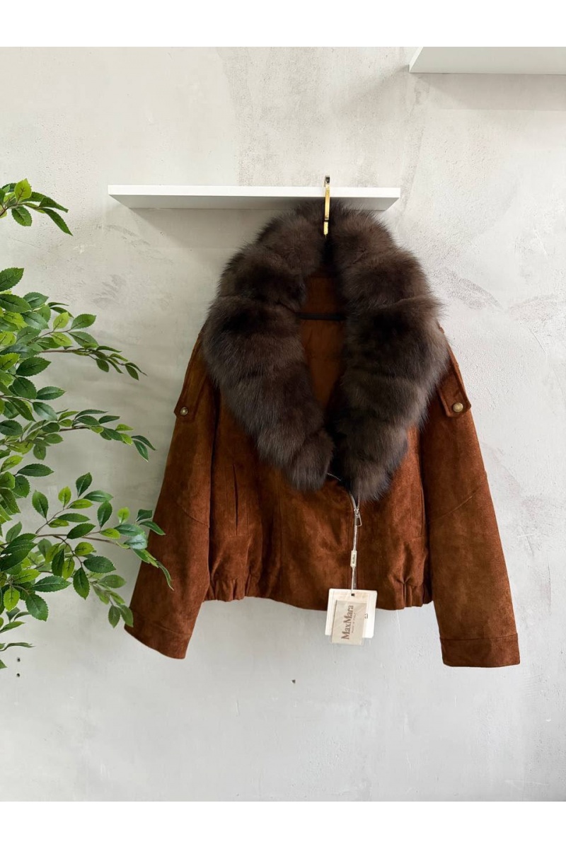 Max Mara Женский бомбер с натуральным мехом premium