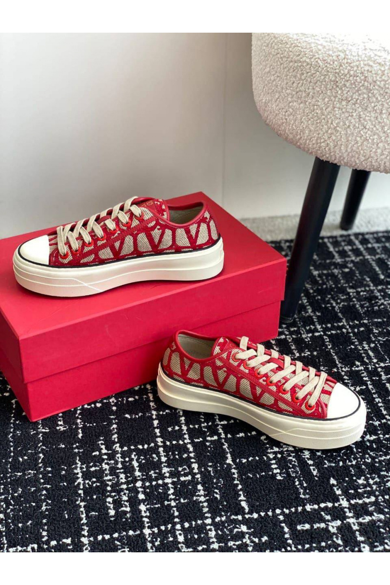 Valentino Женские кеды Toile Iconographe premium - Red