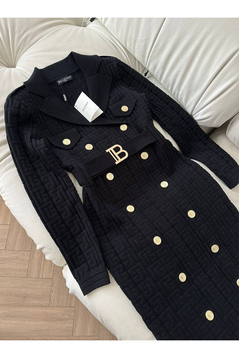 Balmain Женское бандажное платье с ремнем Balmain