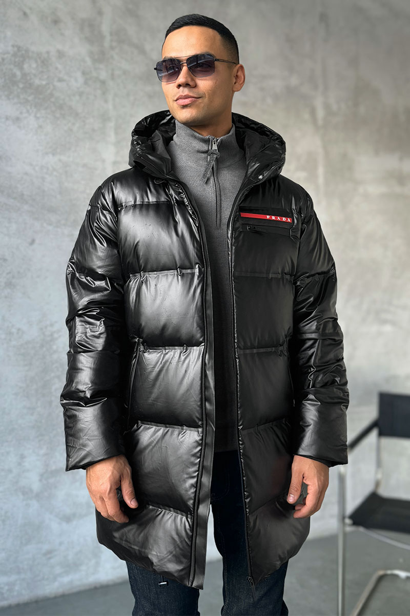 Prada Мужская чёрная парка Linea Rossa