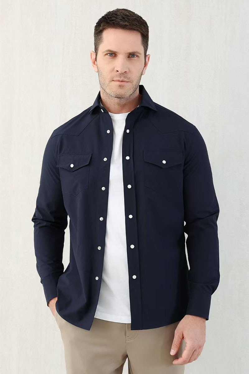 Designer Мужская тёмно-синяя рубашка Premium