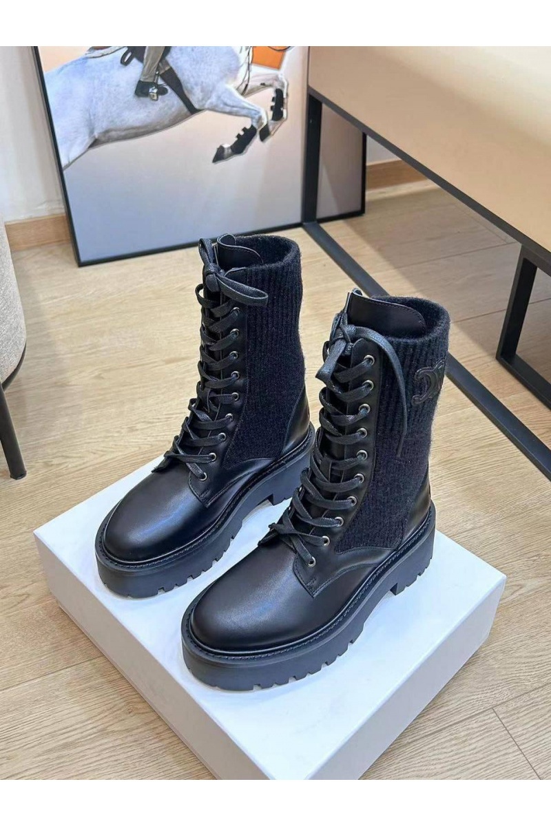 Celine Женские комбинированные ботинки Premium - Black