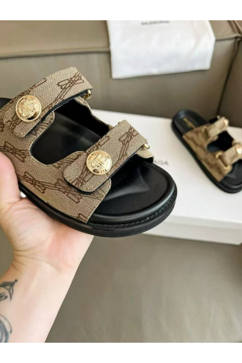 Balenciaga Женские шлёпанцы Jacquard Premium - Brown