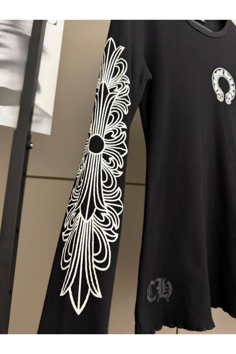 Chrome Hearts Чёрный женский лонгслив premium