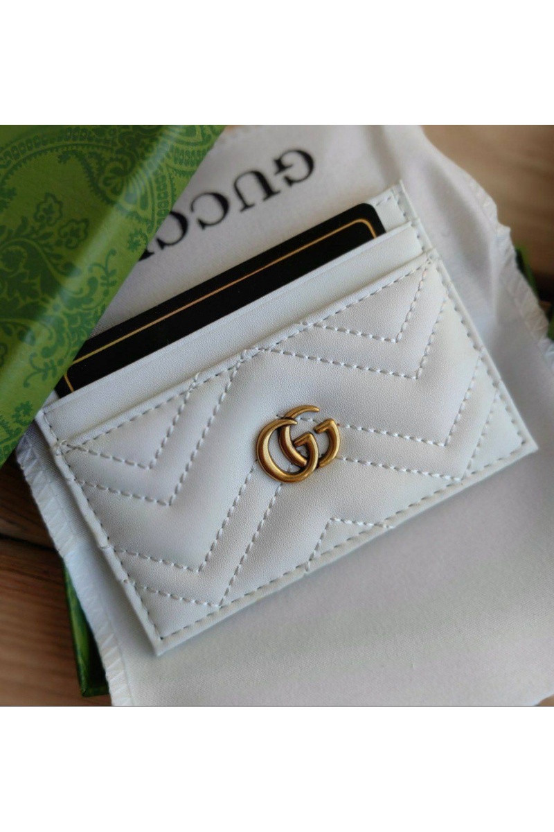 Gucci Кожаный чёрный кардхолдер GG logo-plaque 10x7 см - White